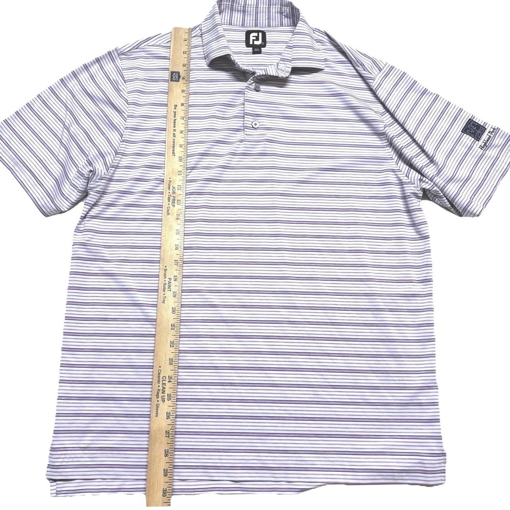 FootJoy Golf Polo Shirt Mens Large Purple Short Sleeve Striped Performance FJ - Picture 8 of 8